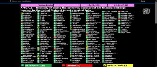 Resultado Votación Asamblea General Naciones Unidas 29 10 25